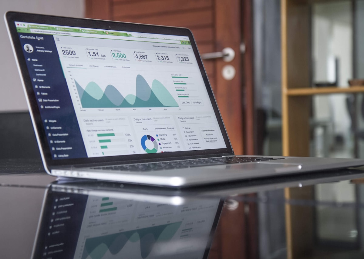 Financial information being reviewed on a laptop